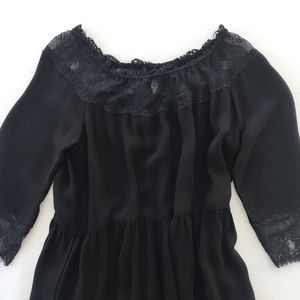 ZARA TRAFALUC Black midi peasant dress lace